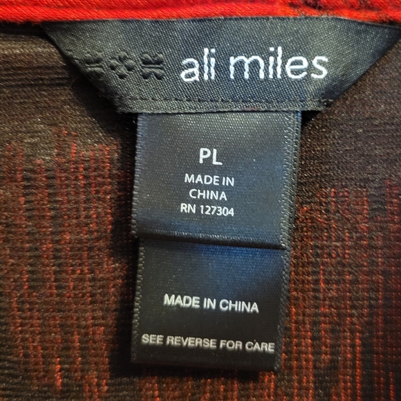 Ali Miles Textured Red Black Cowl Neck Blouse - Picture 5 of 7